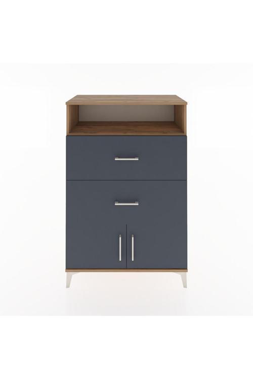 Hyperion Dolap Tek Raflı 2 Çekmeceli 2 Kapaklı 88x44x134 Çam-Antrasit