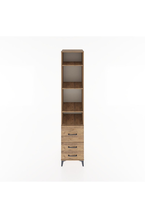 Hyperion Dolap 4 Raflı 3 Çekmeceli 44x44x221 Çam-Çam