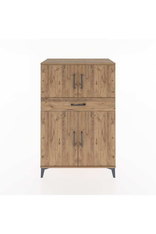 Hyperion Dolap 2 Raflı Tek Çekmeceli 4 Kapaklı 88x44x134 Çam-Çam