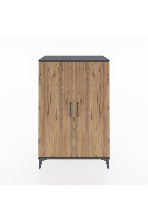 Hyperion Dolap 3 Raflı 2 Kapaklı 88 x 44 x 134 cm Antrasit - Çam