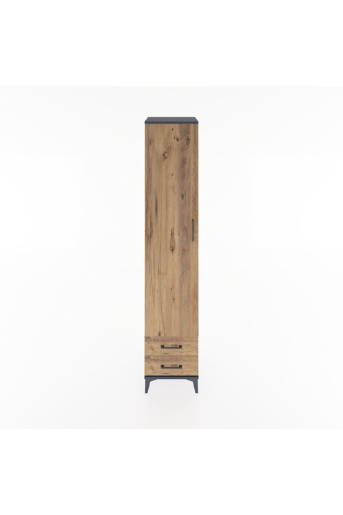 Hyperion Dolap 3 Raflı 2 Çekmeceli 1 Askılı 44 x 44 x 221 cm Antrasit - Çam