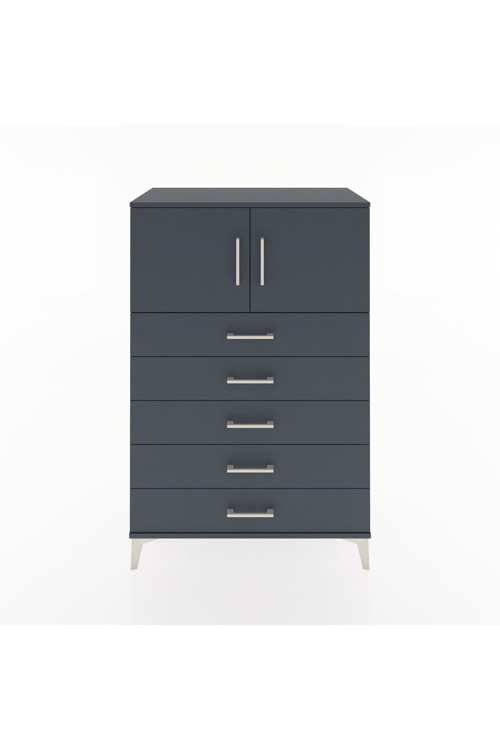 Hyperion Dolap 1 Raflı 5 Çekmeceli 2 Kapaklı 88 x 44 x 134 cm Antrasit - Antrasit