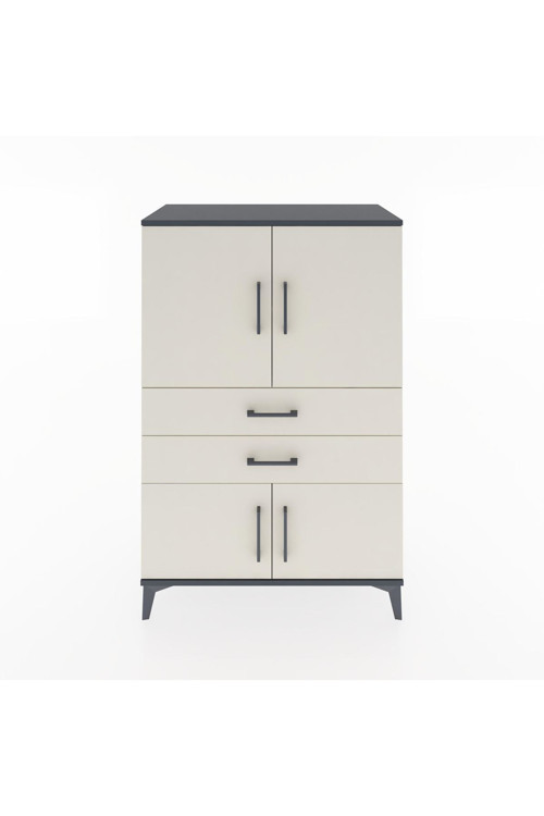 Hyperion Dolap 2 Raflı 2 Çekmeceli 4 Kapaklı 88 x 44 x 134 cm Antrasit - Aytaşı