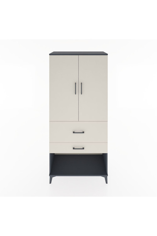 Hyperion Dolap 3 Raflı 2 Çekmeceli 2 Kapaklı 88 x 44 x 195 cm Antrasit - Aytaşı