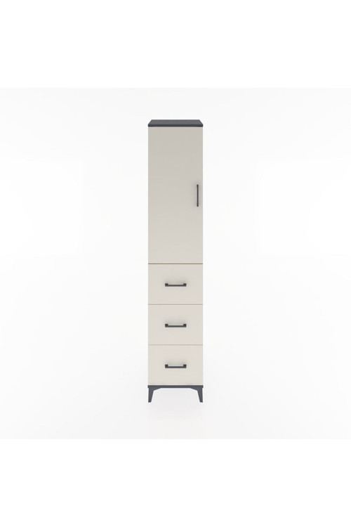 Hyperion Dolap 2 Raflı 3 Çekmeceli Tek Askılı 44x44x221 Antrasit-Aytaşı