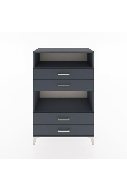 Hyperion Dolap 2 Raflı 4 Çekmeceli 88x44x134 Antrasit-Antrasit