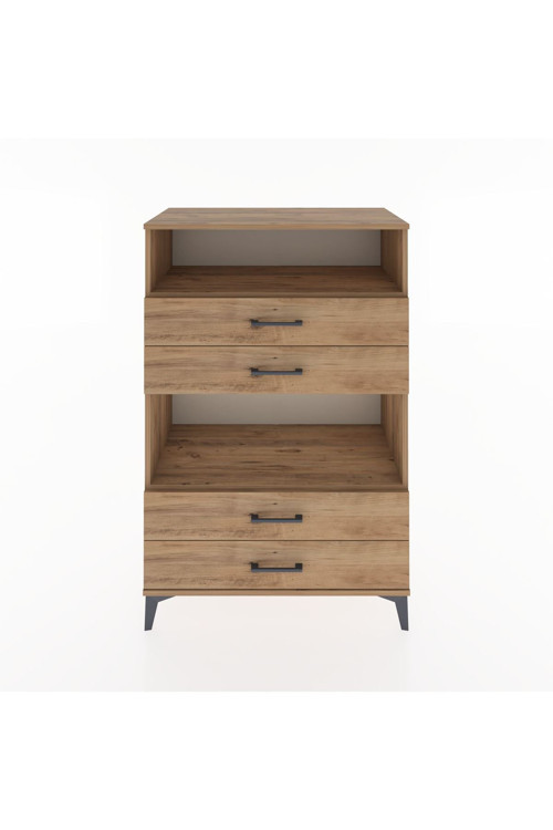 Hyperion Dolap 2 Raflı 4 Çekmeceli 88x44x134 Çam-Çam