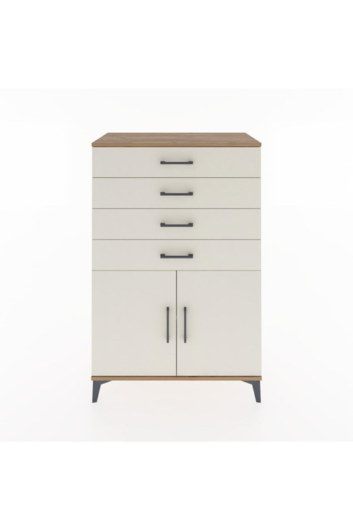 Hyperion Dolap Tek Raflı 4 Çekmeceli 2 Kapaklı 88x44x134 Çam-Aytaşı