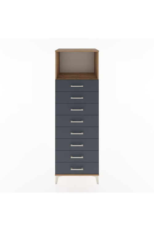Hyperion Dolap 1 Raflı 8 Çekmeceli 60 x 44 x 182 cm Çam - Antrasit