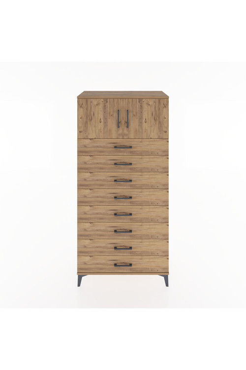 Hyperion Dolap 1 Raflı 8 Çekmeceli 2 Kapaklı 88 x 44 x 182 cm Çam - Çam