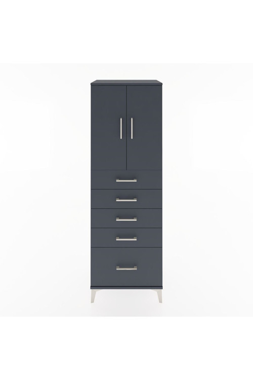 Hyperion Dolap 1 Raflı 5 Çekmeceli 2 Kapaklı 60 x 44 x 182 cm Antrasit - Antrasit