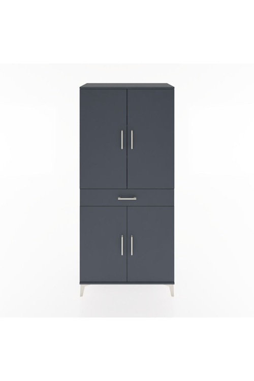 Hyperion Dolap 4 Raflı 1 Çekmeceli 4 Kapaklı 88 x 44 x 195 cm Antrasit - Antrasit