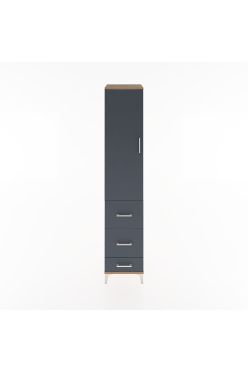 Hyperion Dolap 2 Raflı 3 Çekmeceli Tek Askılı 44x44x221 Çam-Antrasit