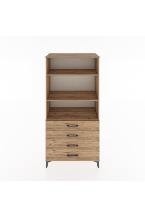 Hyperion Dolap 3 Raflı 4 Çekmeceli 88 x 44 x 182 cm Çam - Çam