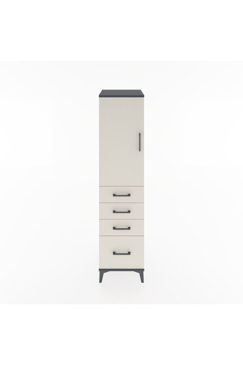 Hyperion Dolap 2 Raflı 4 Çekmeceli 1 Kapaklı 44 x 44 x 182 cm Antrasit - Aytaşı