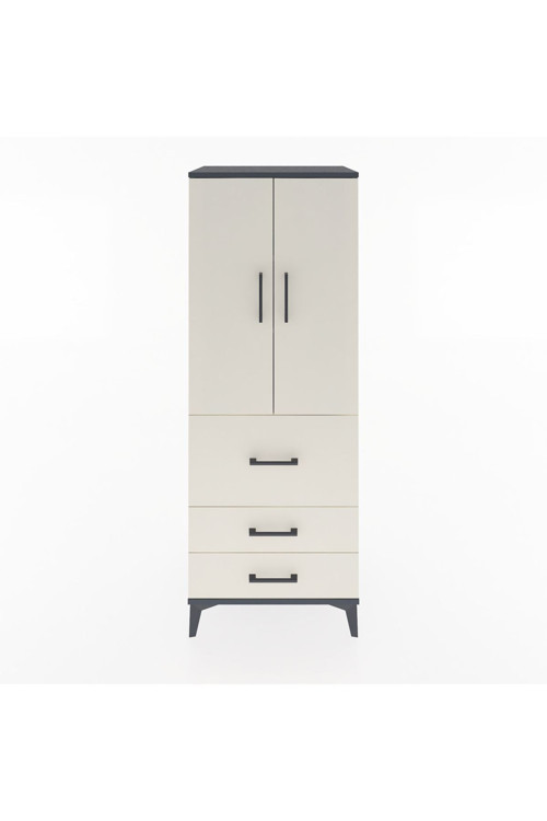 Hyperion Dolap 3 Raflı 3 Çekmeceli 2 Kapaklı 60x44x163 Antrasit-Aytaşı