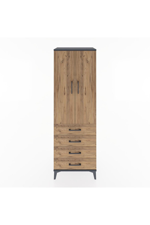 Hyperion Dolap 1 Raflı 4 Çekmeceli 1 Askılı 60 x 44 x 182 cm Antrasit - Çam