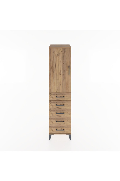 Hyperion Dolap 1 Raflı 5 Çekmeceli 1 Askılı 44 x 44 x 182 cm Çam - Çam
