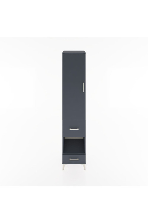 Hyperion Dolap 4 Raflı 2 Çekmeceli Tek Kapaklı 44x44x221 Antrasit-Antrasit