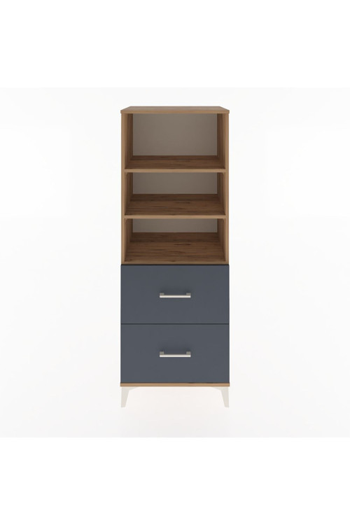 Hyperion Dolap 3 Raflı 2 Çekmeceli 60x44x163 Çam-Antrasit