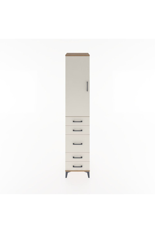 Hyperion Dolap 3 Raflı 5 Çekmeceli Tek Kapaklı 44x44x221 Çam-Aytaşı
