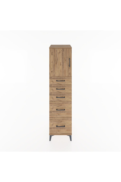 Hyperion Dolap 1 Raflı 5 Çekmeceli 1 Kapaklı 44 x 44 x 182 cm Çam - Çam