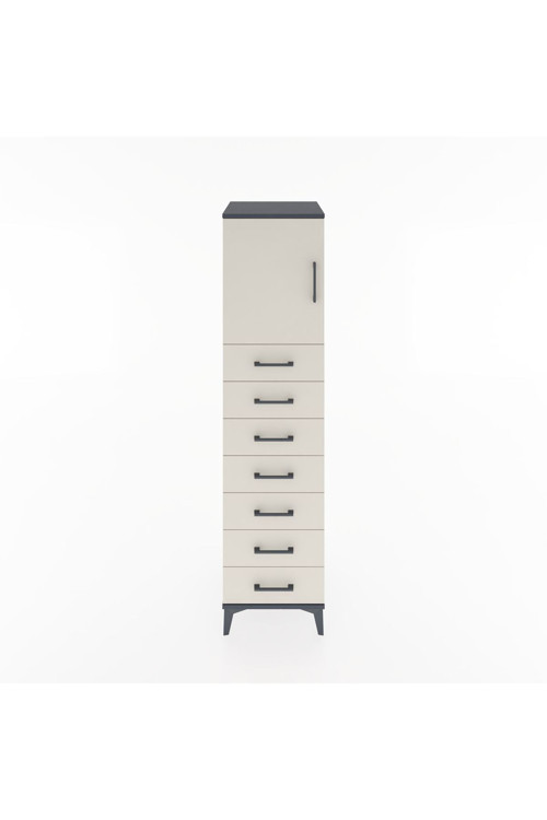 Hyperion Dolap 1 Raflı 7 Çekmeceli 1 Kapaklı 44 x 44 x 182 cm Antrasit - Aytaşı