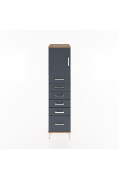 Hyperion Dolap 1 Raflı 6 Çekmeceli 1 Kapaklı 44 x 44 x 182 cm Çam - Antrasit