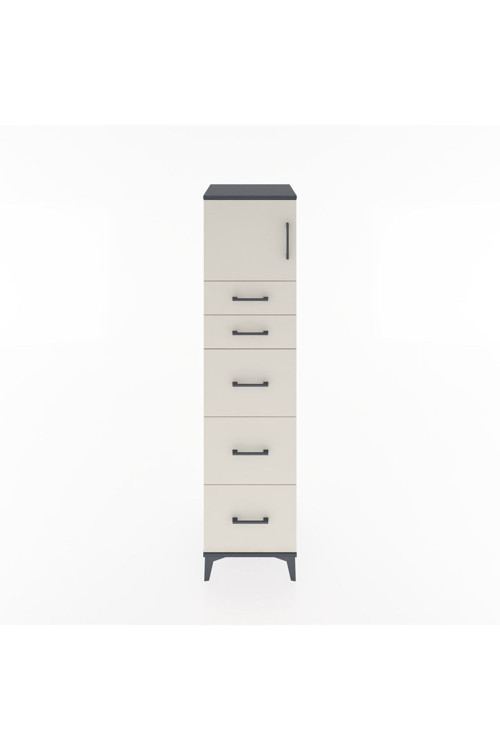 Hyperion Dolap Tek Raflı 5 Çekmeceli Tek Kapaklı 44x44x182 Antrasit-Aytaşı