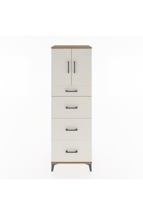 Hyperion Dolap Tek Raflı 4 Çekmeceli 2 Kapaklı 60x44x182 Çam-Aytaşı