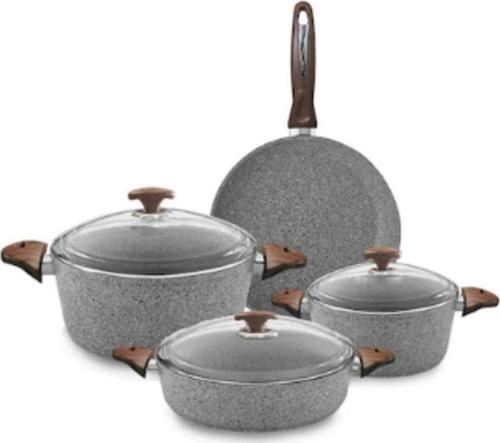 3105/g Tencere Seti Granit Gri 7 Parça
