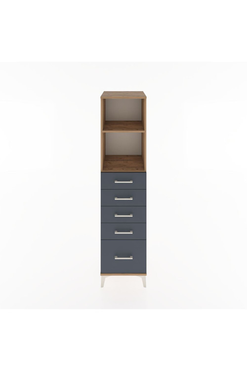 Hyperion Dolap 2 Raflı 5 Çekmeceli 44 x 44 x 182 cm Çam - Antrasit