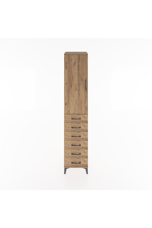 Hyperion Dolap 3 Raflı 6 Çekmeceli 1 Kapaklı 44 x 44 x 221 cm Çam - Çam