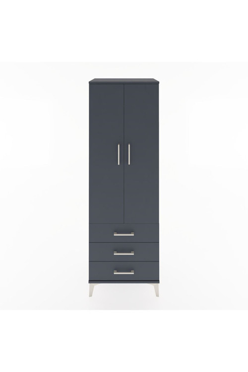 Hyperion Dolap 1 Raflı 3 Çekmeceli 1 Askılı 60 x 44 x 182 cm Antrasit - Antrasit