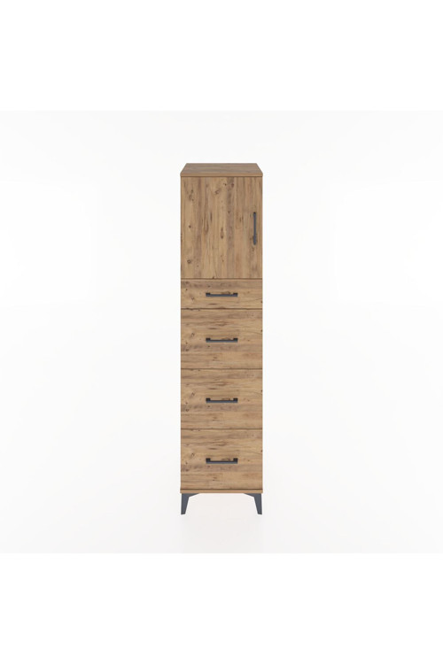 Hyperion Dolap 1 Raflı 4 Çekmeceli 1 Kapaklı 44 x 44 x 182 cm Çam - Çam