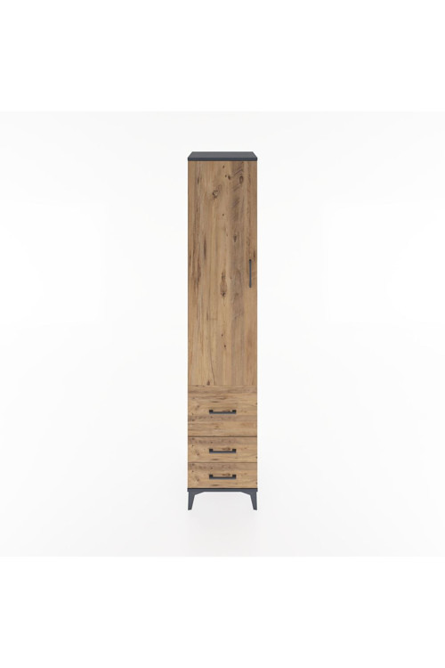 Hyperion Dolap 2 Raflı 3 Çekmeceli 1 Askılı 44 x 44 x 221 cm Antrasit - Çam