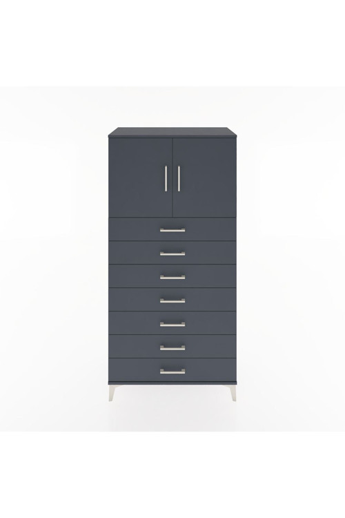 Hyperion Dolap 1 Raflı 7 Çekmeceli 2 Kapaklı 88 x 44 x 182 cm Antrasit - Antrasit
