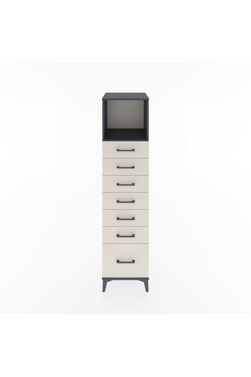 Hyperion Dolap 1 Raflı 7 Çekmeceli 44 x 44 x 182 cm Antrasit - Aytaşı