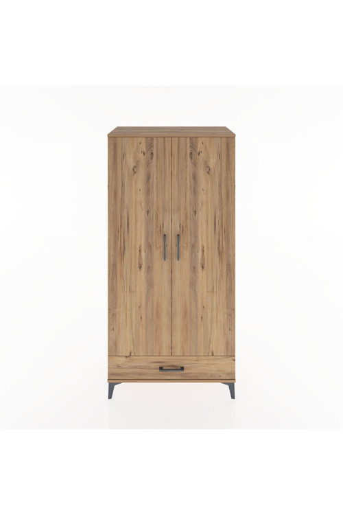 Hyperion Dolap 4 Raflı Tek Çekmeceli 2 Kapaklı 88x44x182 Çam-Çam