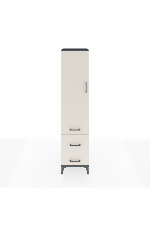 Hyperion Dolap 4 Raflı 3 Çekmeceli Tek Kapaklı 44x44x195 Antrasit-Aytaşı