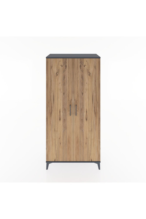 Hyperion Dolap 4 Raflı 2 Kapaklı 88 x 44 x 182 cm Antrasit - Çam