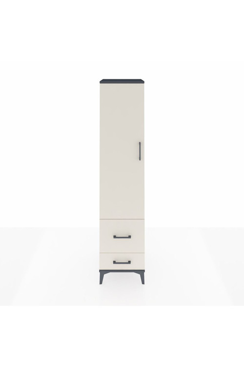 Hyperion Dolap 2 Raflı 2 Çekmeceli Tek Askılı 44x44x195 Antrasit-Aytaşı