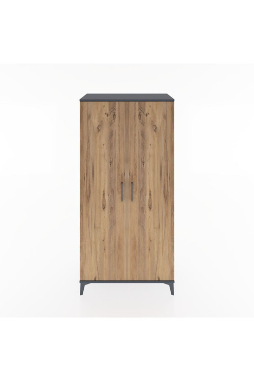 Hyperion Dolap 2 Raflı 2 Kapaklı 1 Askılı 88 x 44 x 182 cm Antrasit - Çam
