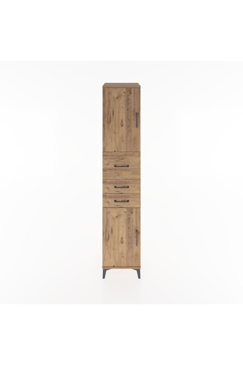 Hyperion Dolap 3 Raflı 3 Çekmeceli 2 Kapaklı 44x44x221 Çam-Çam