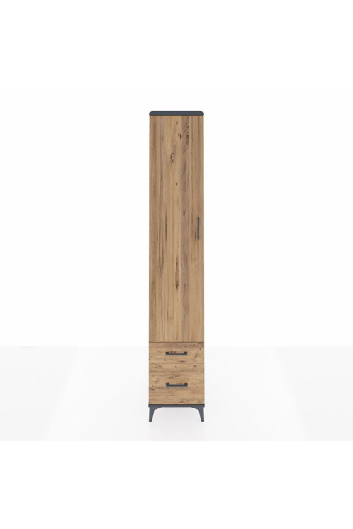 Hyperion Dolap 3 Raflı 2 Çekmeceli Tek Askılı 44x44x243 Antrasit-Çam