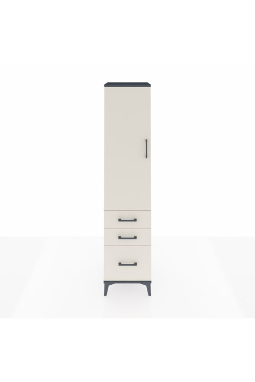 Hyperion Dolap 2 Raflı 3 Çekmeceli Tek Askılı 44x44x195 Antrasit-Aytaşı