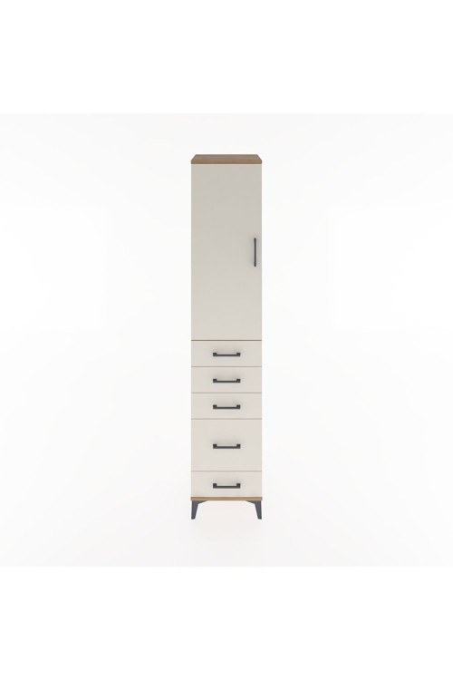 Hyperion Dolap 3 Raflı 5 Çekmeceli Tek Kapaklı 44x44x221 Çam-Aytaşı