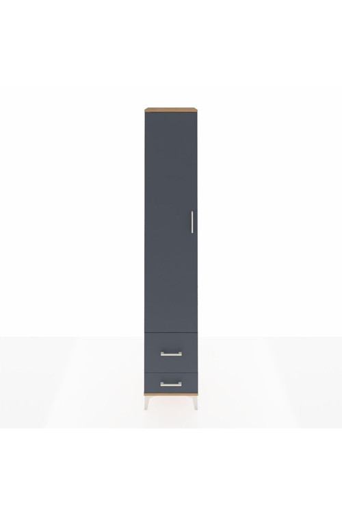Hyperion Dolap 5 Raflı 2 Çekmeceli Tek Kapaklı 44x44x243 Çam-Antrasit