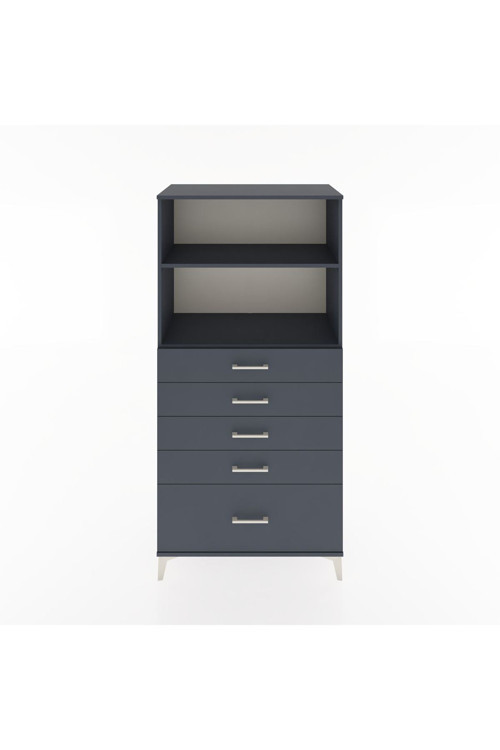 Hyperion Dolap 2 Raflı 5 Çekmeceli 88 x 44 x 182 cm Antrasit - Antrasit