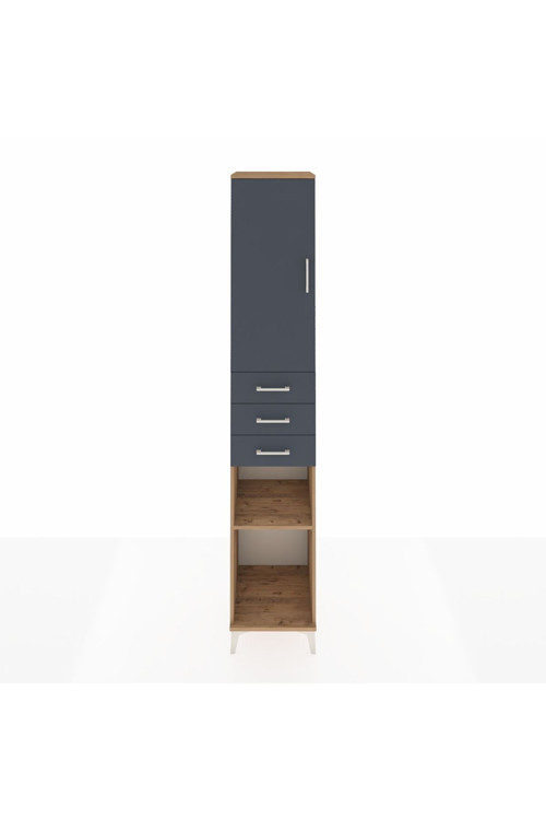 Hyperion Dolap 4 Raflı 3 Çekmeceli 1 Kapaklı 44 x 44 x 243 cm Çam - Antrasit